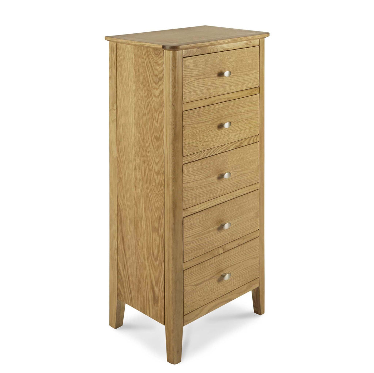 Alba Oak 5 Drawer Tallboy Unit by Roseland Furniture