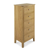 Alba Oak 5 Drawer Tallboy Unit by Roseland Furniture