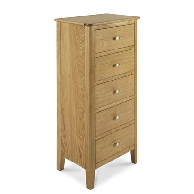 Alba Oak 5 Drawer Tallboy