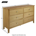 Alba Oak 6 Drawer Chest of Drawer Unit - Size guide