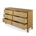 Alba Oak 6 Drawer Chest of Drawers - Side view with Drawers open