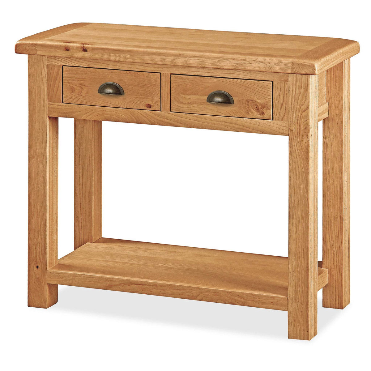 Sidmouth Oak Console Table with Two Drawers and Lower Shelf