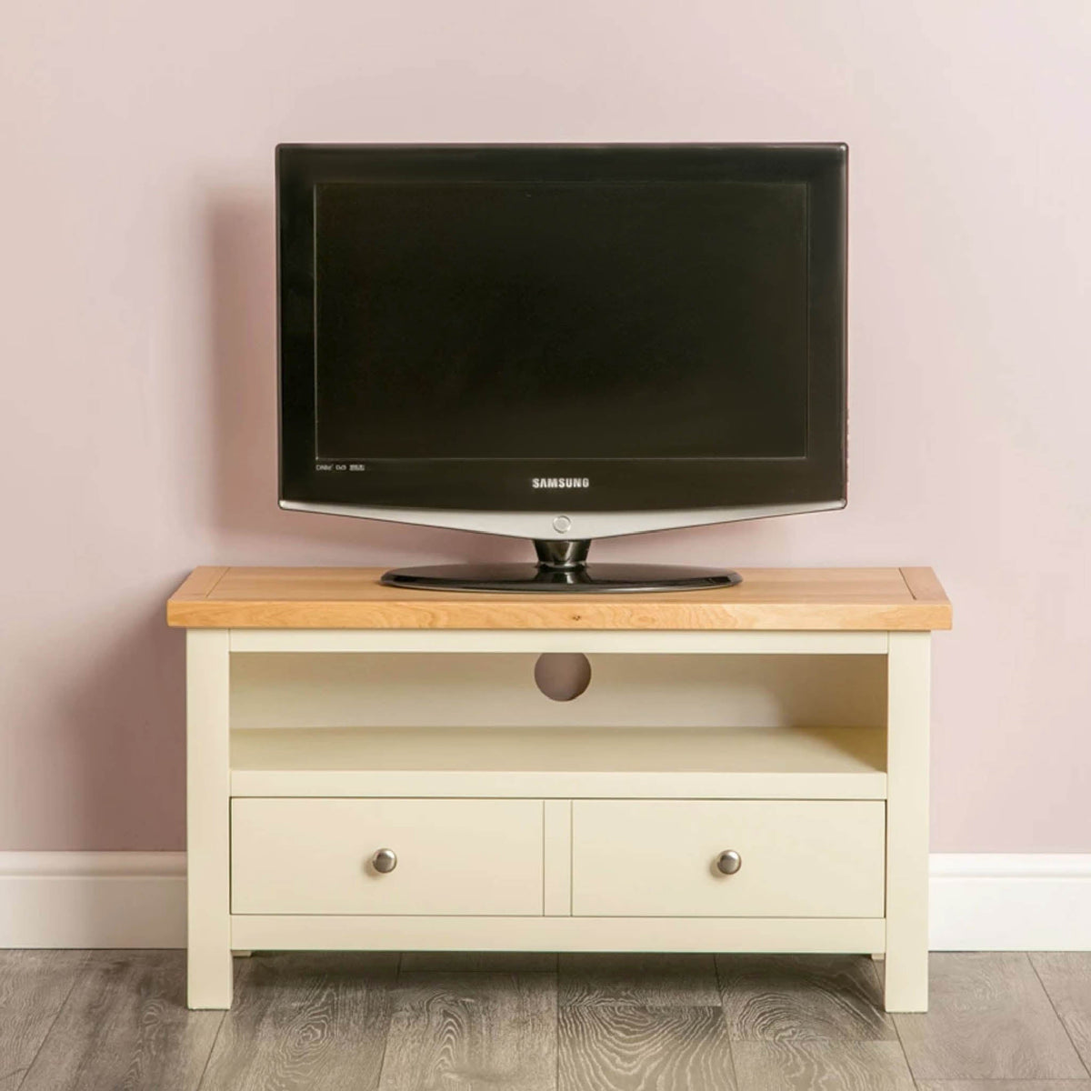 Farrow Cream 2 drawer TV stand unit - Lifestyle Front view