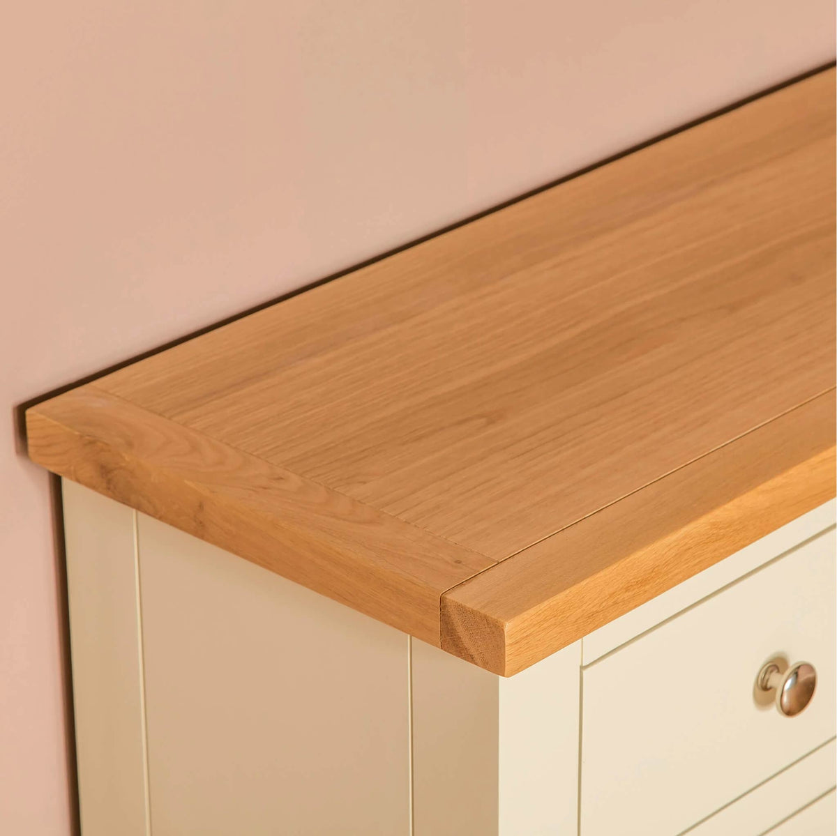 Farrow Cream 2 cupboard 2 drawer mini sideboard unit unit top edge