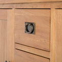 close up of top drawer on the Surrey Oak 3 Drawer Sideboard by Roseland Furniture