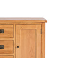 close up of oak top on the Surrey Oak 3 Drawer Sideboard by Roseland Furniture