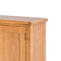 close up of oak tabletop on the Surrey Oak 3 Drawer Sideboard by Roseland Furniture