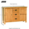 Surrey Oak 3 Drawer Sideboard - Size Guide