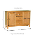 London Oak 3 Drawer Sideboard - size guide