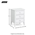 Chester White Bedside Chest of 3 Drawers - Size guide