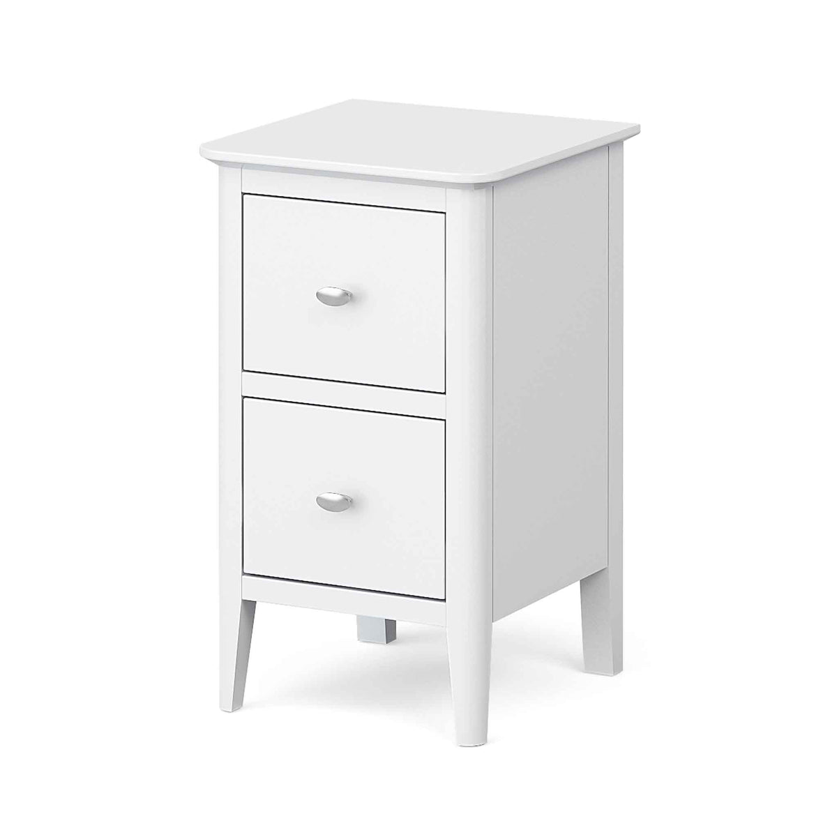 Chester White Narrow Bedside Drawers Table - Side view