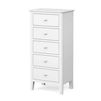 Chester White Tallboy Chest with 5 Drawers
