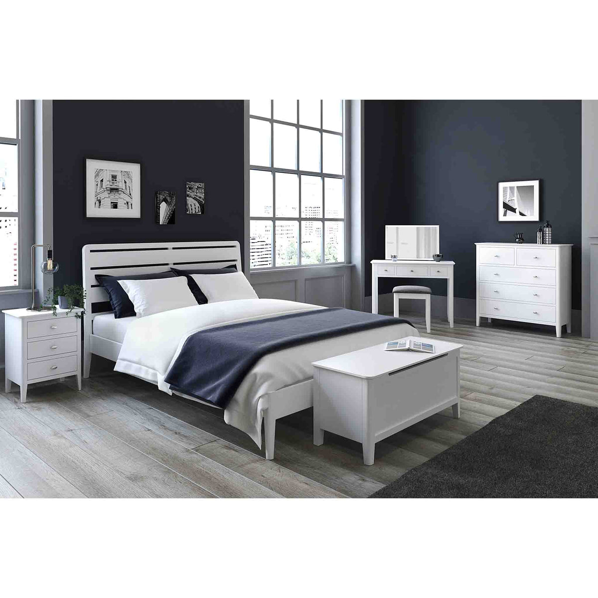 Chester White 2 Over 3 Chest of Drawers - Bedroom lifestyle view