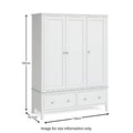 Chester White Triple Wardrobe with Drawers - Size guide
