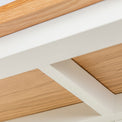 Underside view of the oak top on the Farrow White Large Bookcase
