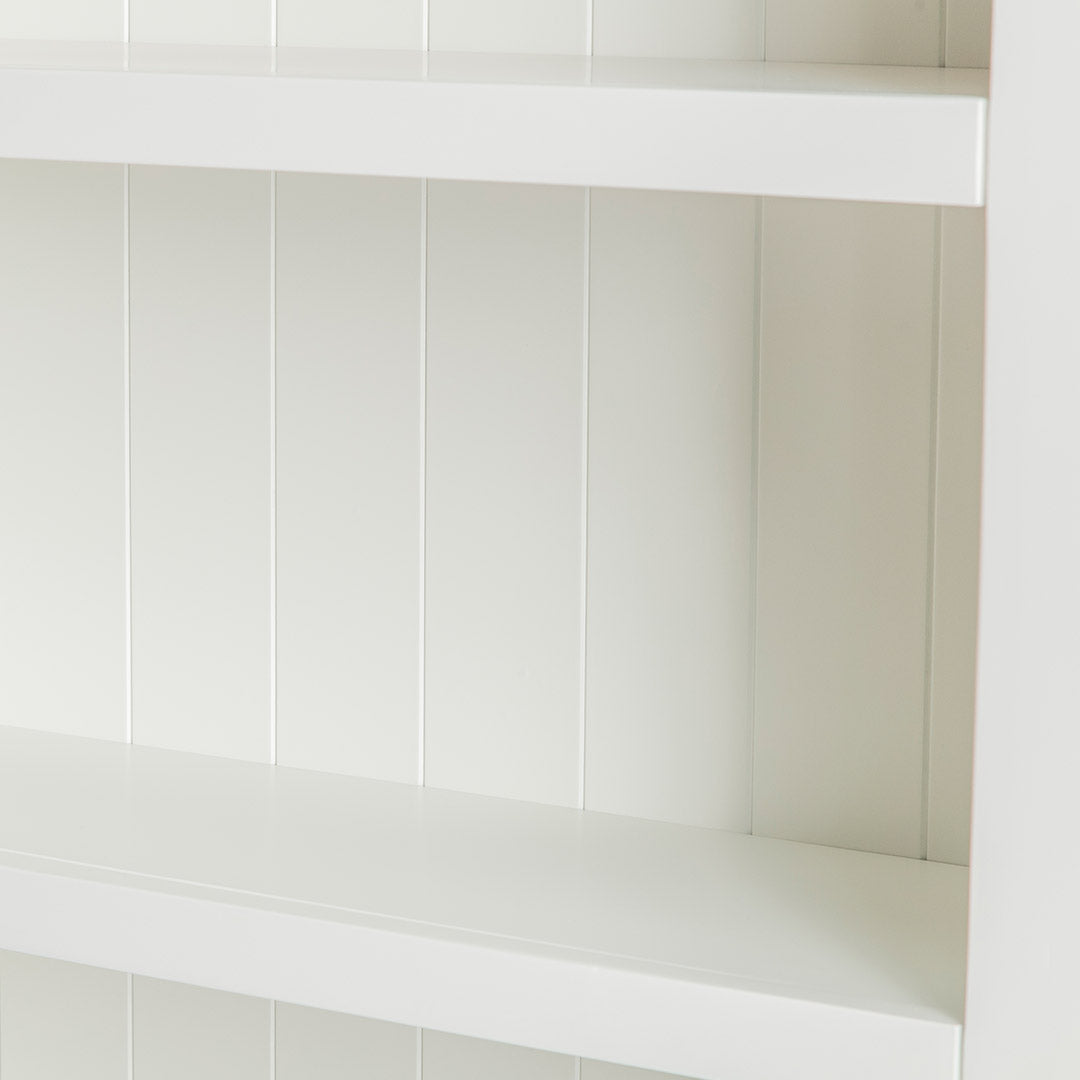 back panel on the Farrow White Narrow Bookcase