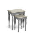 The Mulsanne Grey French Style Nest of Tables with Oak Tops from Roseland Furniture