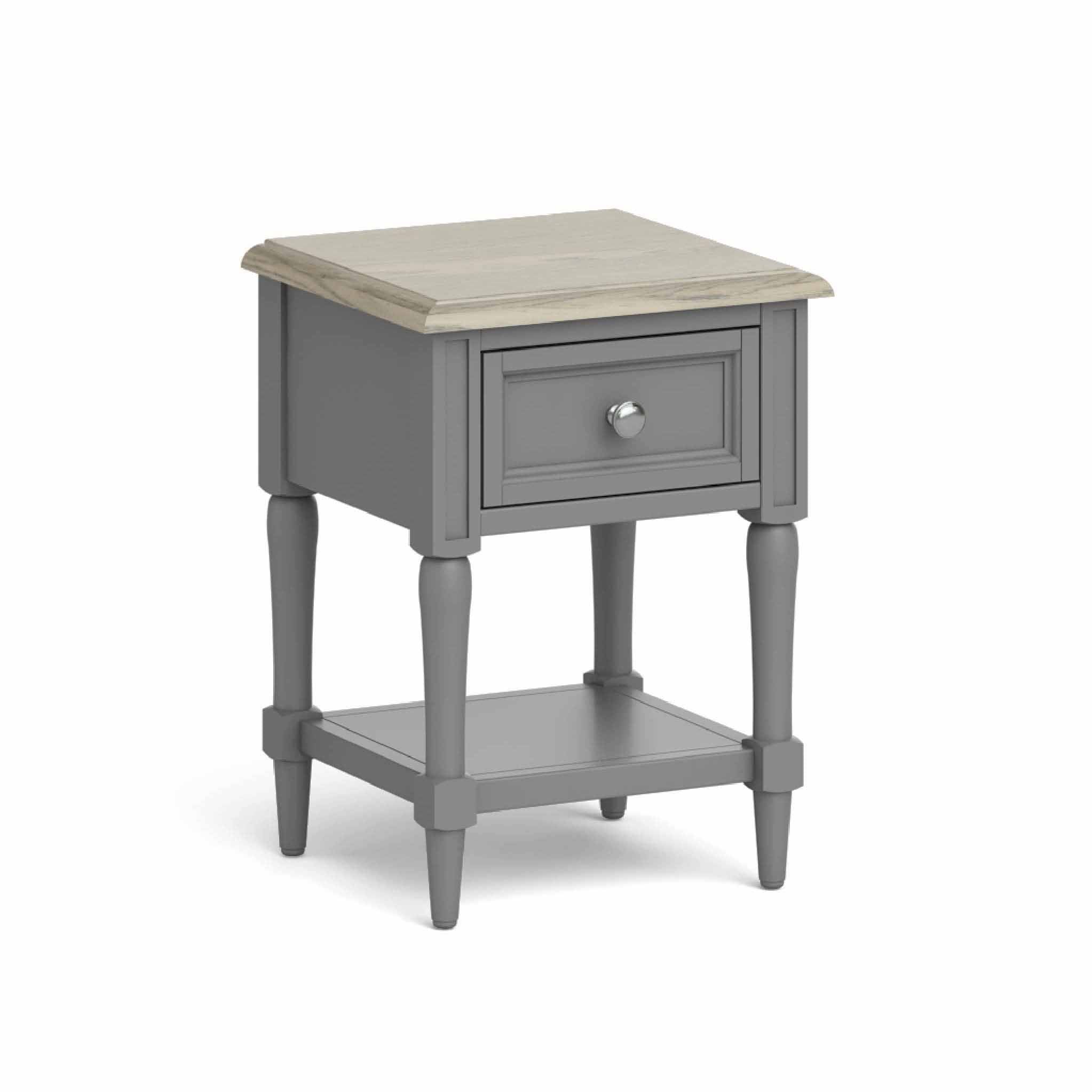 Side table with clearance storage grey
