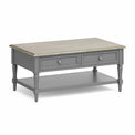 The Mulsanne Grey French Style Coffee Table with Oak Top from Roseland Furniture