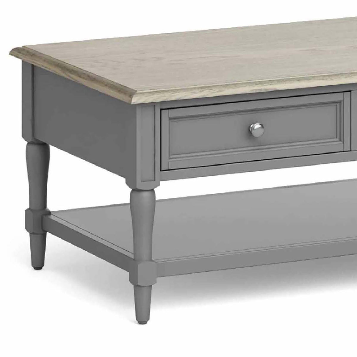 The Mulsanne Grey Coffee Table - Close Up of Drawer