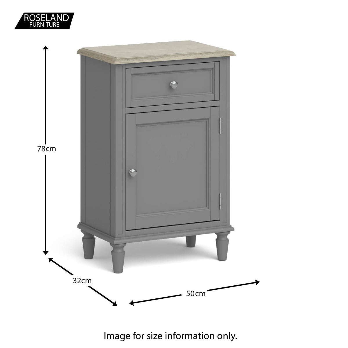 Dimensions for The Mulsanne Grey French Style Hallway Telephone Cabinet