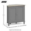 Dimensions for The Mulsanne Grey French Style Corner Cabinet with Oak Top