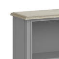 The Mulsanne Grey Small Low Bookcase - Close Up of  Top of Bookcase