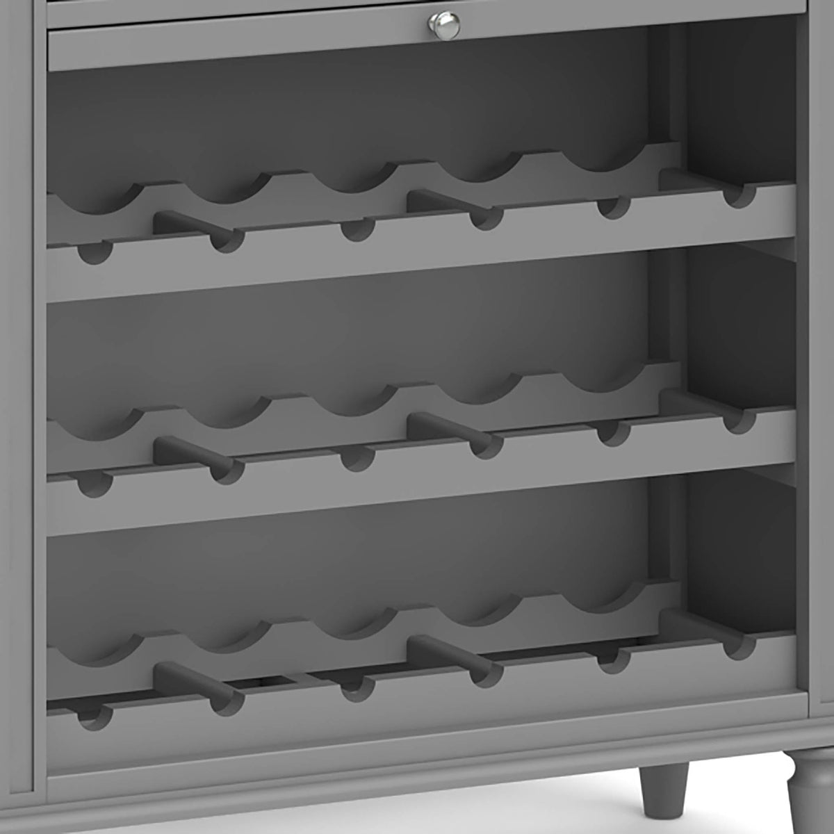 The Mulsanne Grey Wine Unit Cabinet - Close Up of Wine Racks