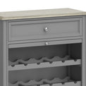 The Mulsanne Grey Wine Unit Cabinet - Close Up of Drawer and smaller Drawer