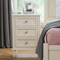 The Mulsanne Cream French Style Bedside Table with 3 Drawers - Close Up of Lifestyle