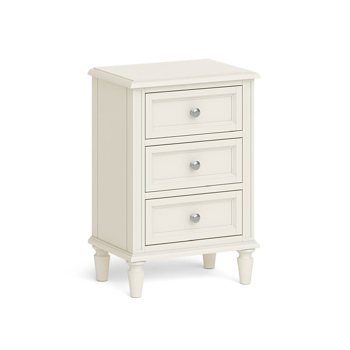 The Mulsanne Cream French Style Bedside Table with 3 Drawers from Roseland Furniture