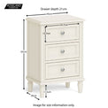 Mulsanne Cream Bedside Table - Size guide