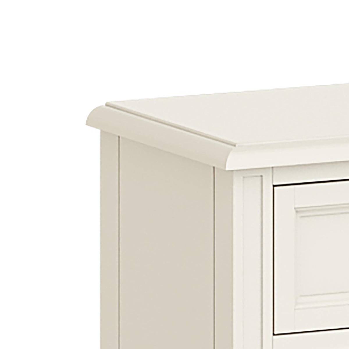 The Mulsanne Cream French Style Bedside Table with 3 Drawers - Close Up of Bedside Top