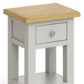 Lundy Grey Lamp Table - Close Up of Drawer and Top