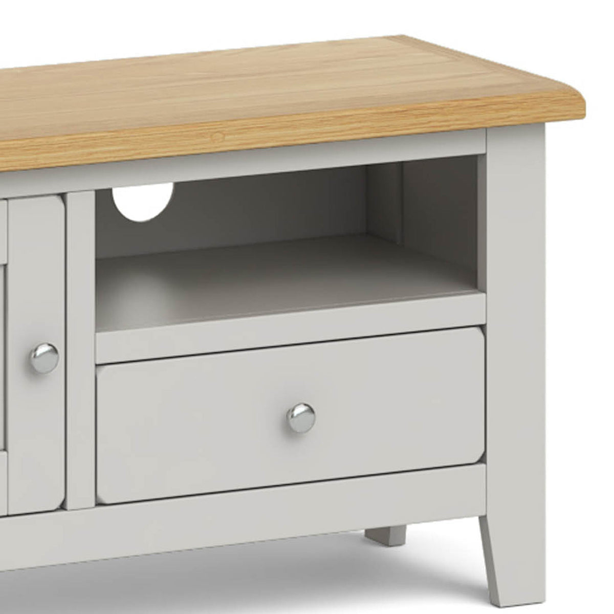 Lundy Grey Small TV Stand - Close Up of Drawer