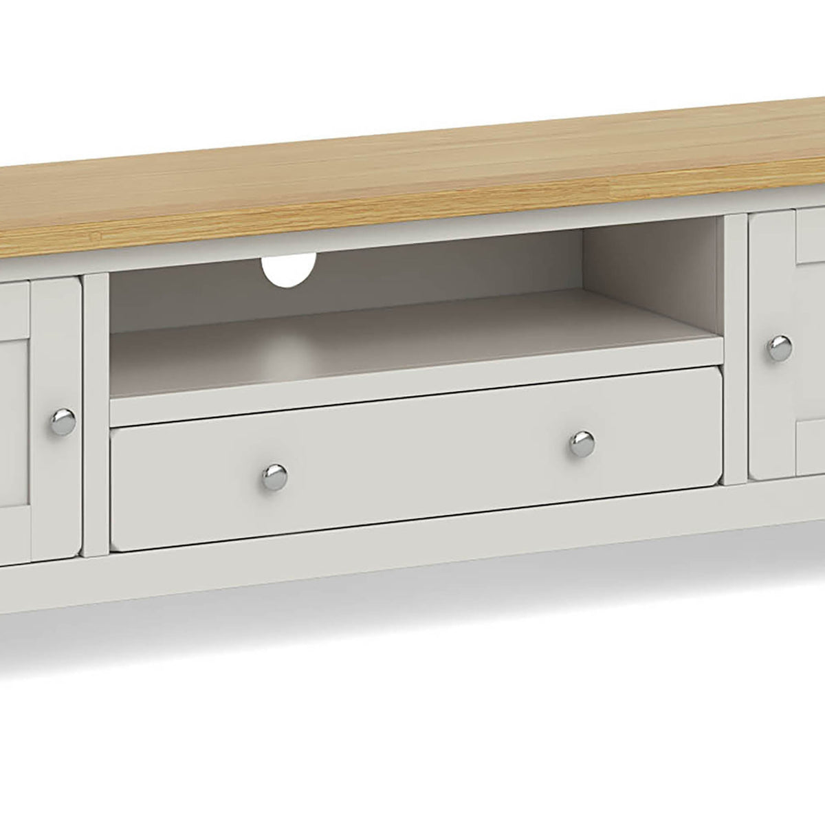Lundy Grey Extra Large TV Stand - Close Up of Drawer