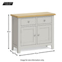 Lundy Grey Small 2 Door Sideboard - Size guide