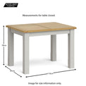 Lundy Grey Compact Extending Dining Table - Closed size guide