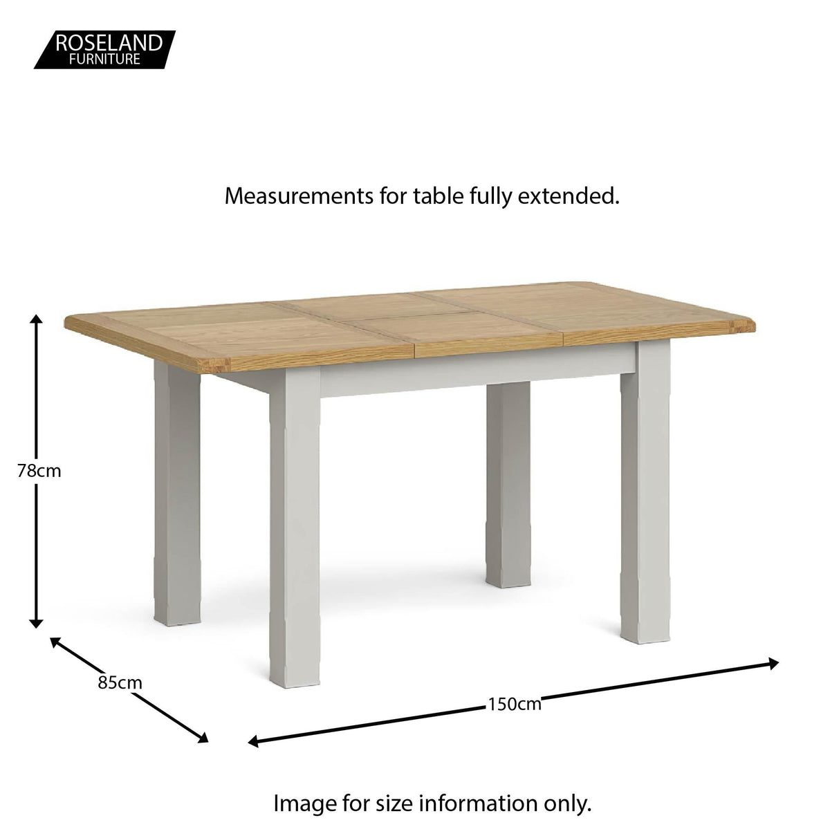 Lundy Grey Compact Extending Dining Table - Extended size guide