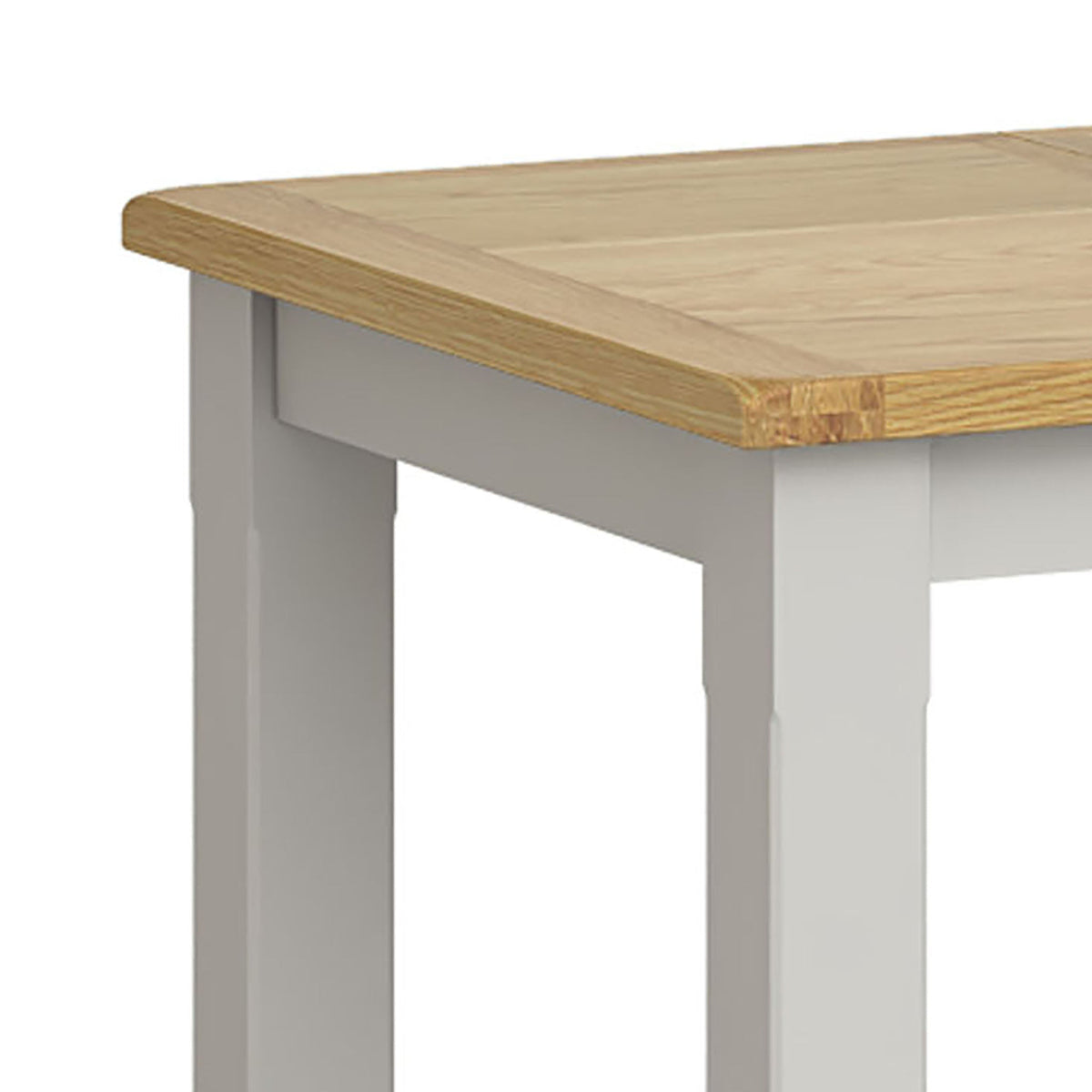 Lundy Grey Small Compact Extending Dining Table - Close Up of Oak Top