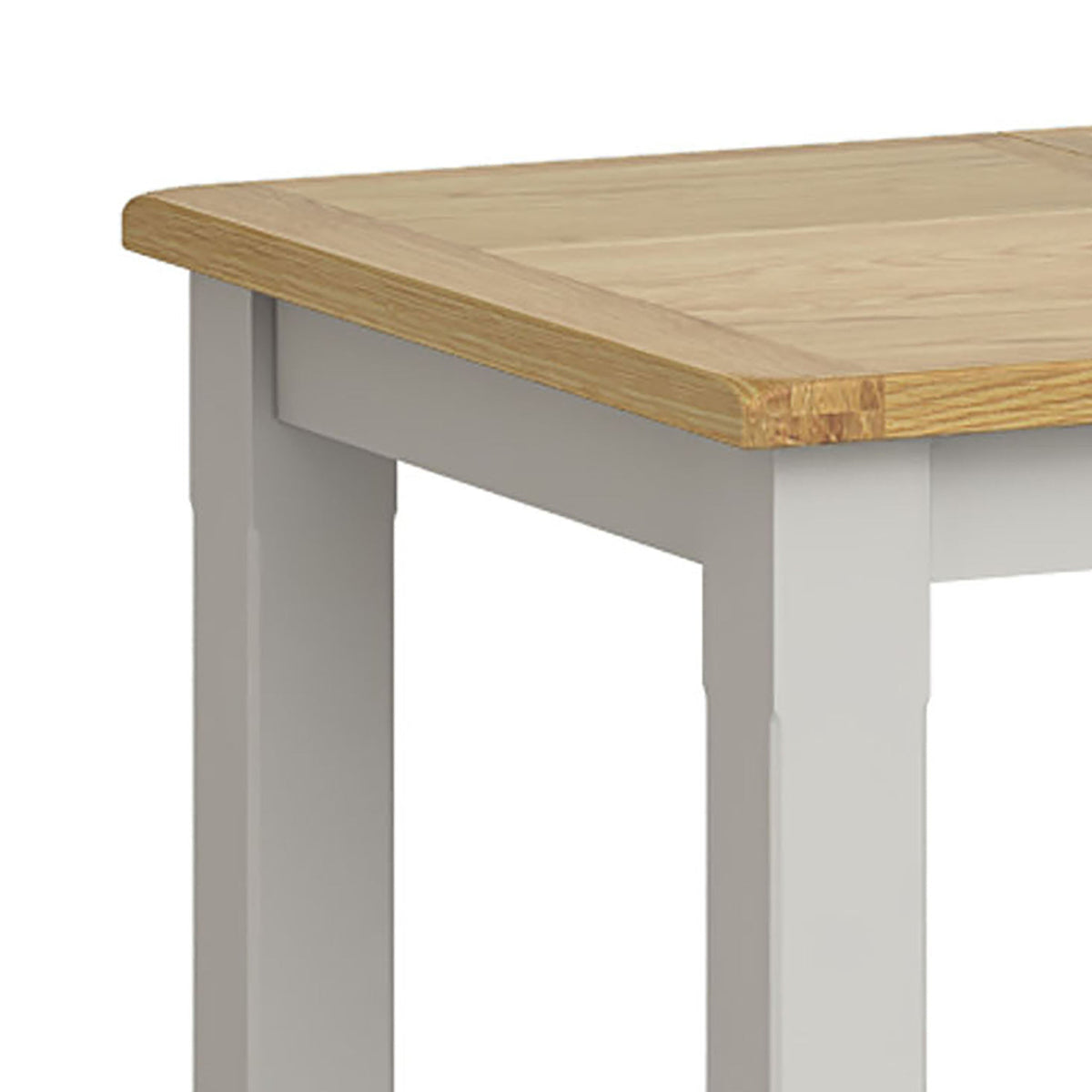 Lundy Grey Small Compact Extending Dining Table - Close Up of Oak Top