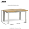 Lundy Grey Small Extending Oak Topped Dining Table - Closed size guide