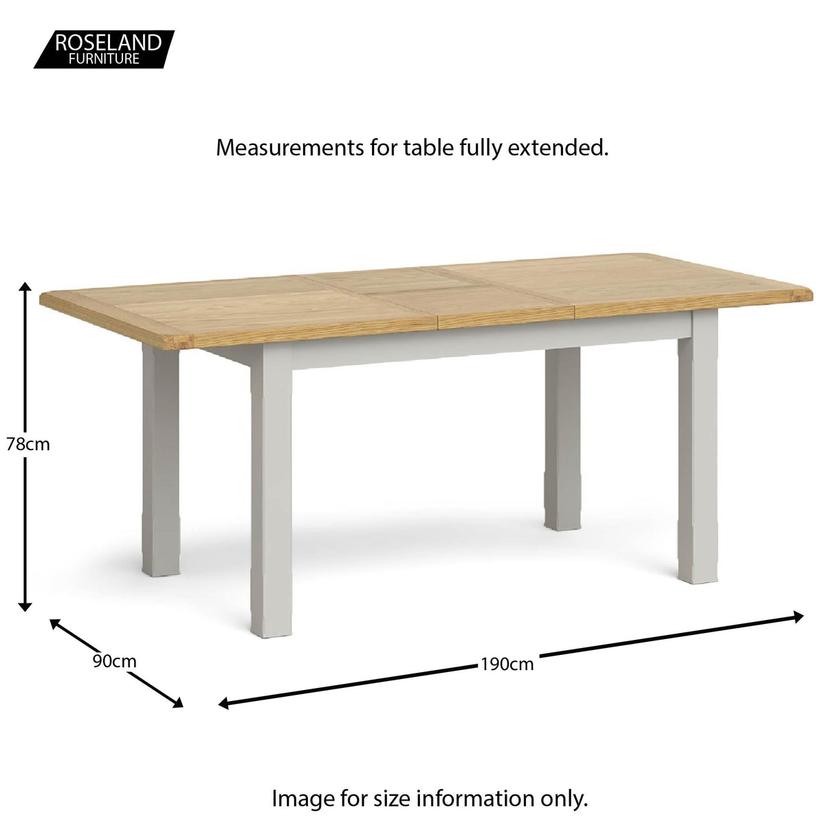 Dimensions - Lundy Grey Small Extending Dining Table extended