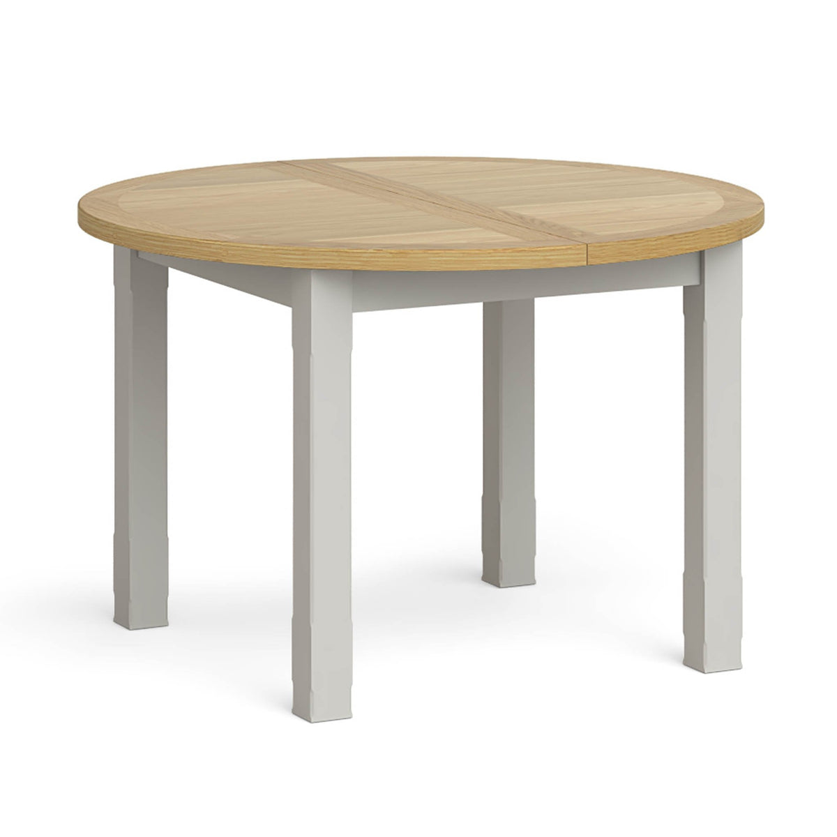 Lundy Grey Round Extending Dining Table - Closed view