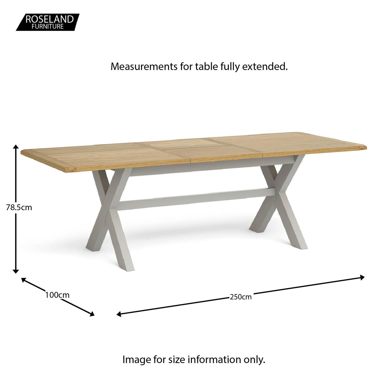 Lundy Grey Extending Dining Table - Extended Size guide