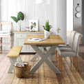 Lundy Grey Cross legged Extending Dining Table - Lifestyle
