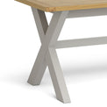Lundy Grey Cross legged Extending Dining Table - Close Up of Cross Section Legs