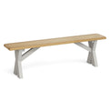 Lundy Grey Crossed Based Oak Topped Bench by Roseland Furniture