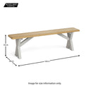 Lundy Grey Crossed Based Oak Topped Bench - Size guide