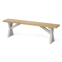 Lundy Grey Crossed Based Oak Topped Bench - Side view